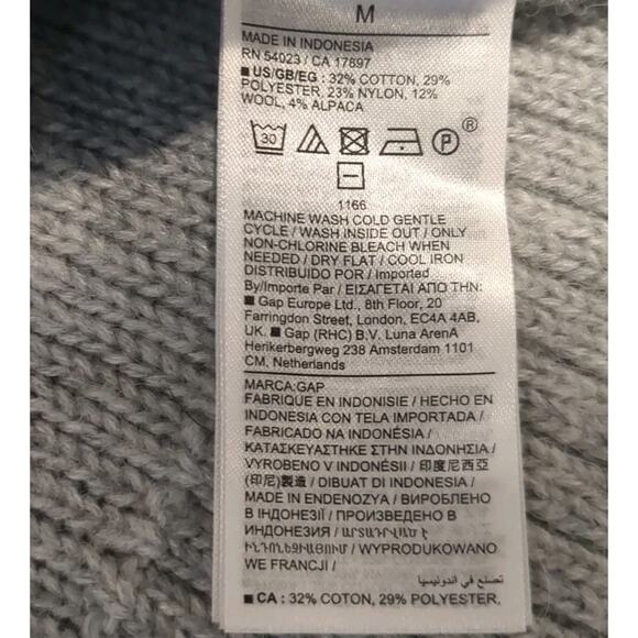 GAP Womens M Chunky Cable Knit Turtleneck Sweater Gray Oversized Wool Alpaca - Picture 12 of 13